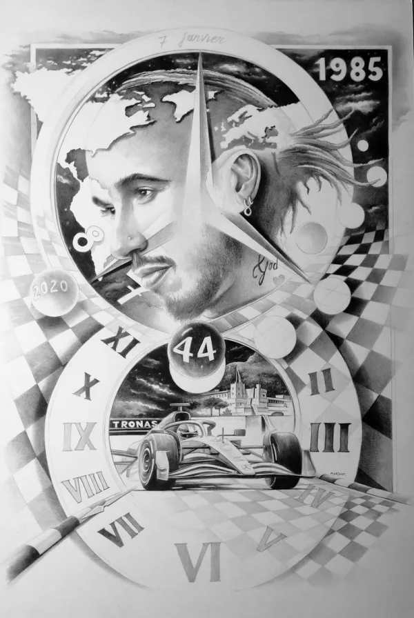 hommage à Lewis Hamilton Illustration de Thierry Mordant
