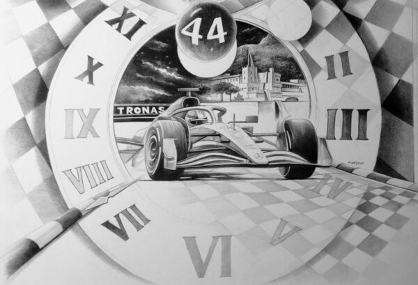 hommage à Lewis Hamilton Illustration de Thierry Mordant - dètails voiture
