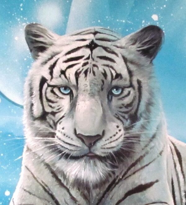 Tigre Blanc de Sagesse de thierry Mordant toile - détails de la tête du fauve.