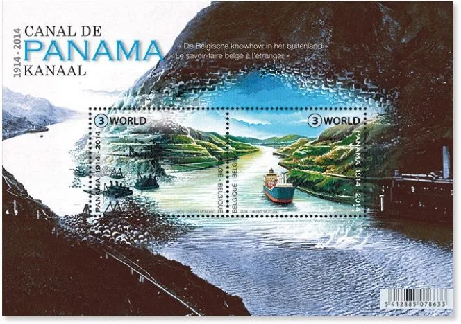 creation timbre du centenaire du canal de Panama par la Belgique - 2014