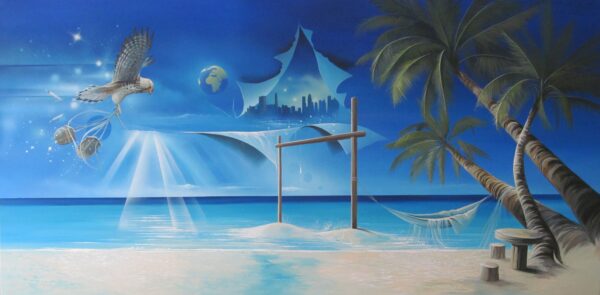 Portes émirats Horizon Dubaï par thierry Mordant 100 x 200 cm
