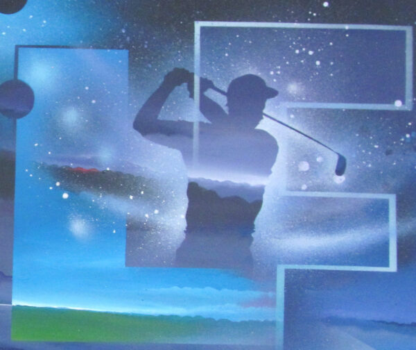 Détails 2 Panorama Golf acrylique de Thierry Mordant de 40 x 100 cm