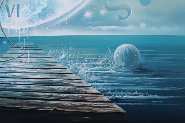 Détails Temps nautiques de thierry Mordant acrylique de 100 x 100 cm