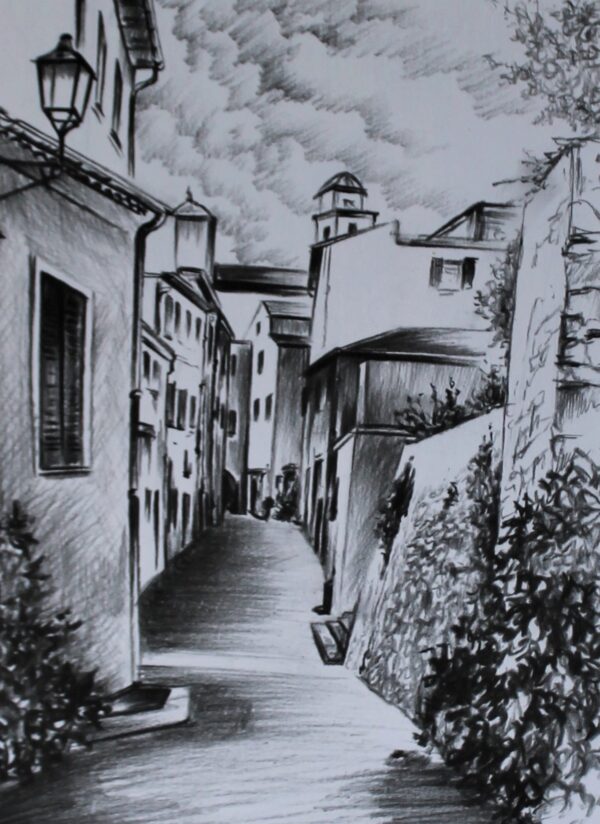 Details Rue Baron de Brés Fusain de Thierry Mordant  60 x 40 cm - 1998
