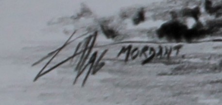 Signature, Barques Marines, Fusain de Thierry Mordant  60 x 40 cm - 1996