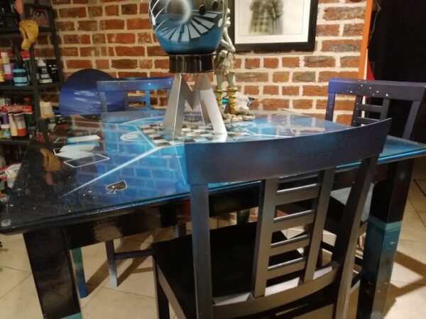 détails 4 table de jeux d'Echecs par Thierry Mordant acrylique