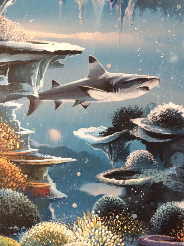 détails Terre de Requins acrylique de Thierry Mordant, 100 x 100 cm