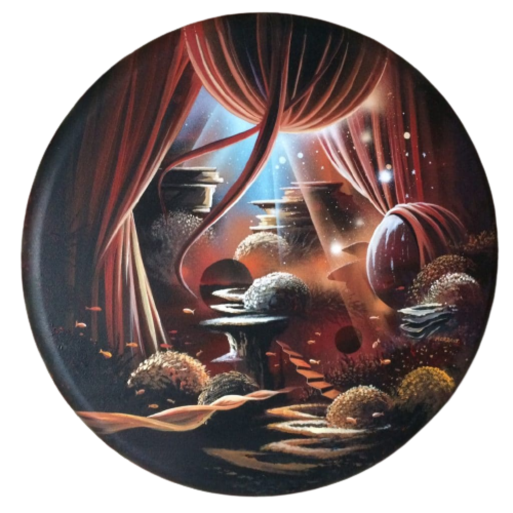 Tapis Rouge , Acrylique ronde de 60cm de diamètre de Thierry Mordant.