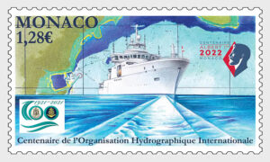 timbre centenaire de l'organisation de l'Hydrographie Internationale de Thierry Mordant.