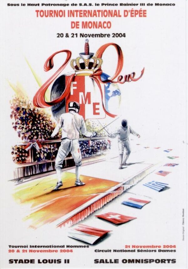 Tournoi International Epée de Monaco , affiche créée par Thierry Mordant - 2004