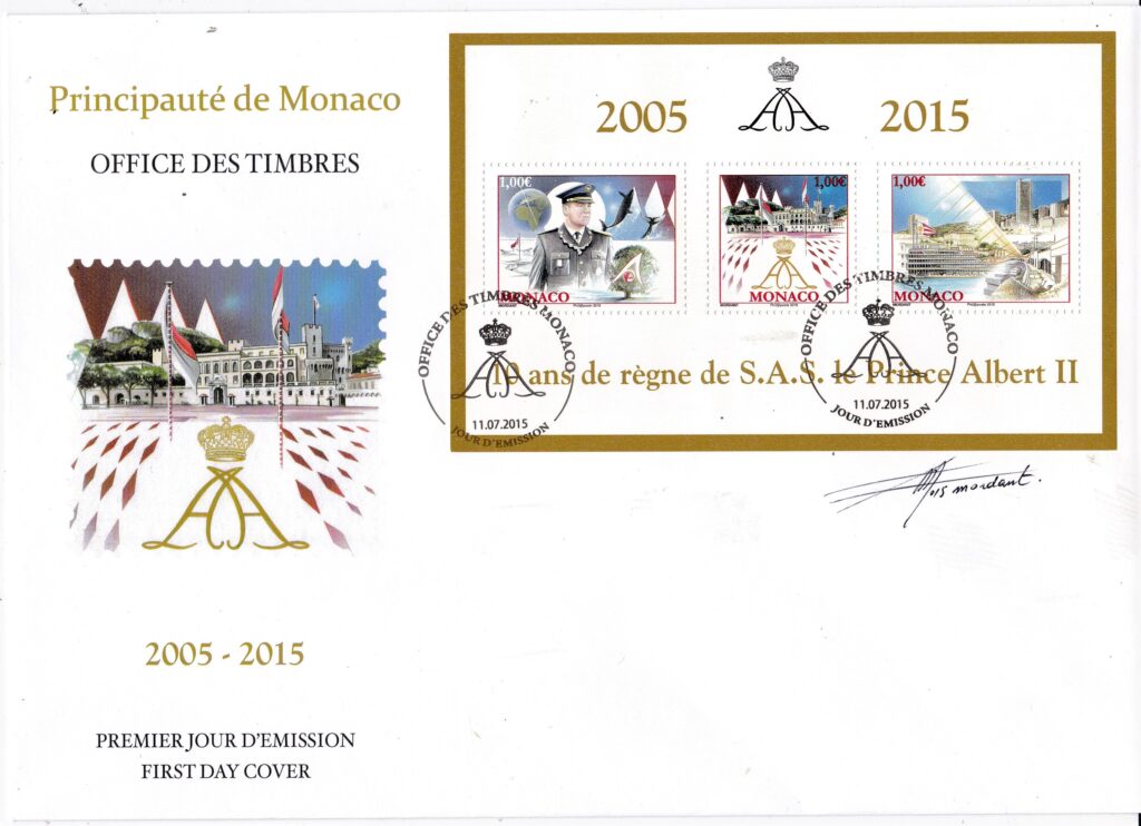 2015 - Bloc 3 timbres - 10 ans de regne du Prince Albert II de Monaco — par Thierry Mordant