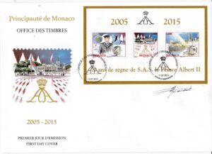 2015 - Bloc 3 timbres - 10 ans de regne du Prince Albert II de Monaco -