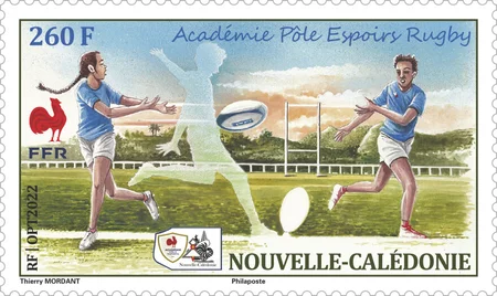 2023 timbre Rugby Nouvelle Calédonie creation par Thierry Mordant