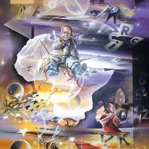 African's Door est une acrylique sur toile, de grand format de 130 x 200 cm, de Thierry Mordant.