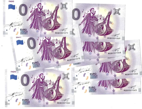 Billet Fado, euro souvenir du Portugal, création graphique de Thierry Mordant de 2019 détails