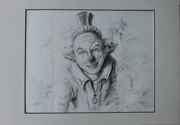Clown en Fleurs, dessin de 50 x 65 cm