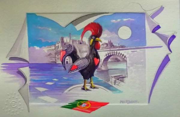Planche Coq 3/10, de Thierry Mordant : Une Œuvre Exquise pour le Billet Euro Souvenir Portugal"