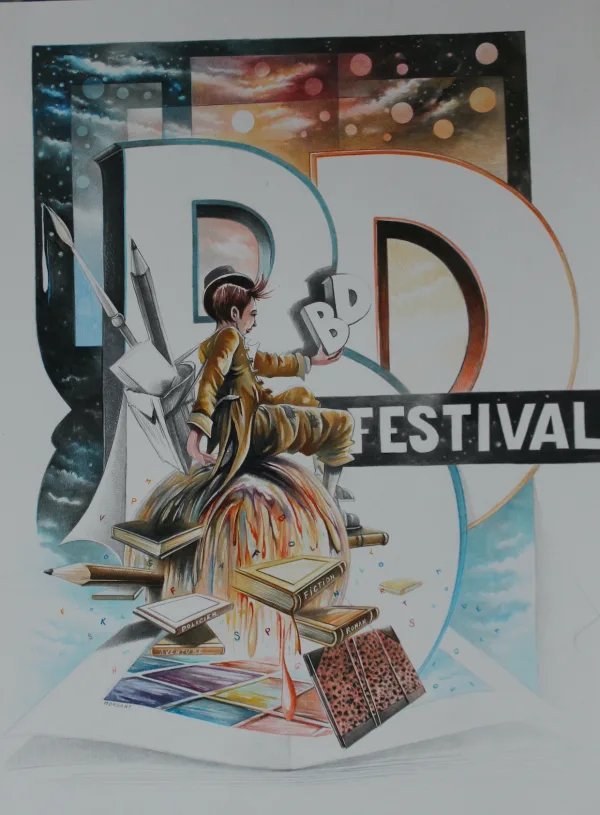 Affiche Festival de BD, Illustration de 70 x.50 cm.