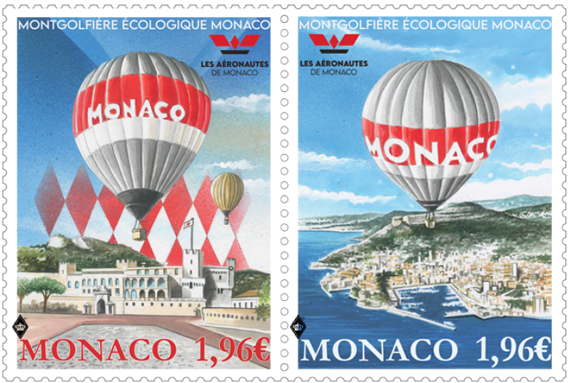 Timbres pairs de montgolfière de Monaco