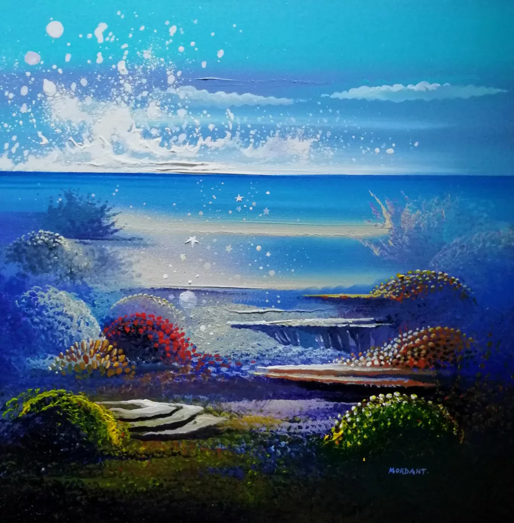 Horizon Marine — Acrylic on canvas — 2024 — 40 x 40 cm, — by Thierry Mordant