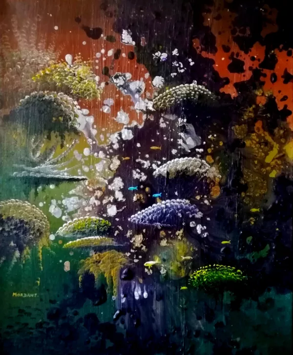 "Sea & Colors I" est une œuvre de Thierry Mordant, réalisée en 2024 dans le cadre de sa collection "Terre et Mer". Cette acrylique sur toile de 46 x 38 cm,