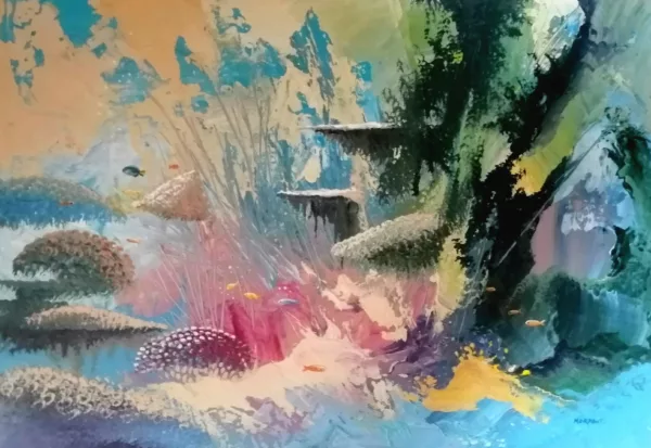 Sea & colors II acrylique sur toile de 38 x 55 cm de Thierry Mordant.