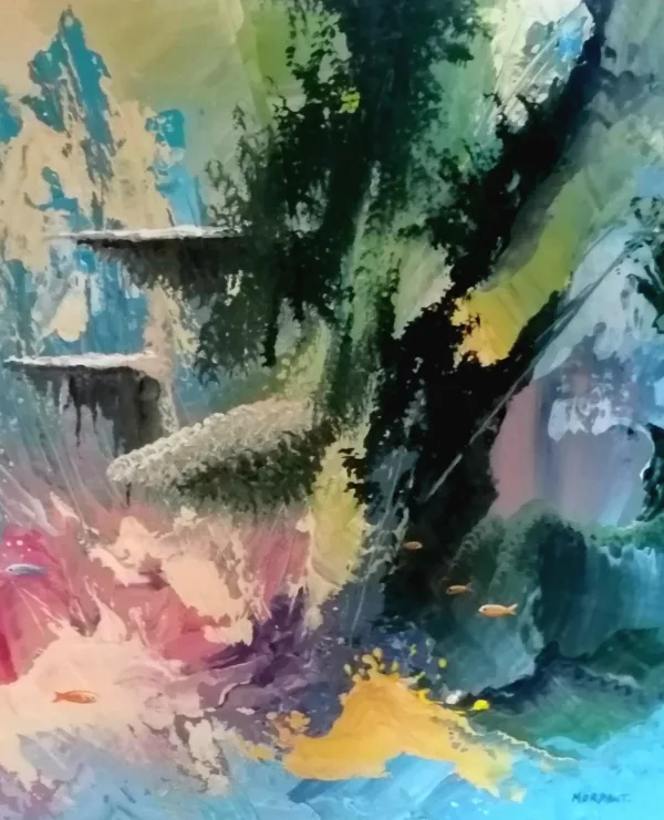 Sea & colors II acrylique sur toile de 38 x 55 cm de Thierry Mordant. Détails 1