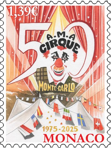 50 ANS du Cirque AMA Cirque création timbre par Thierry Mordant