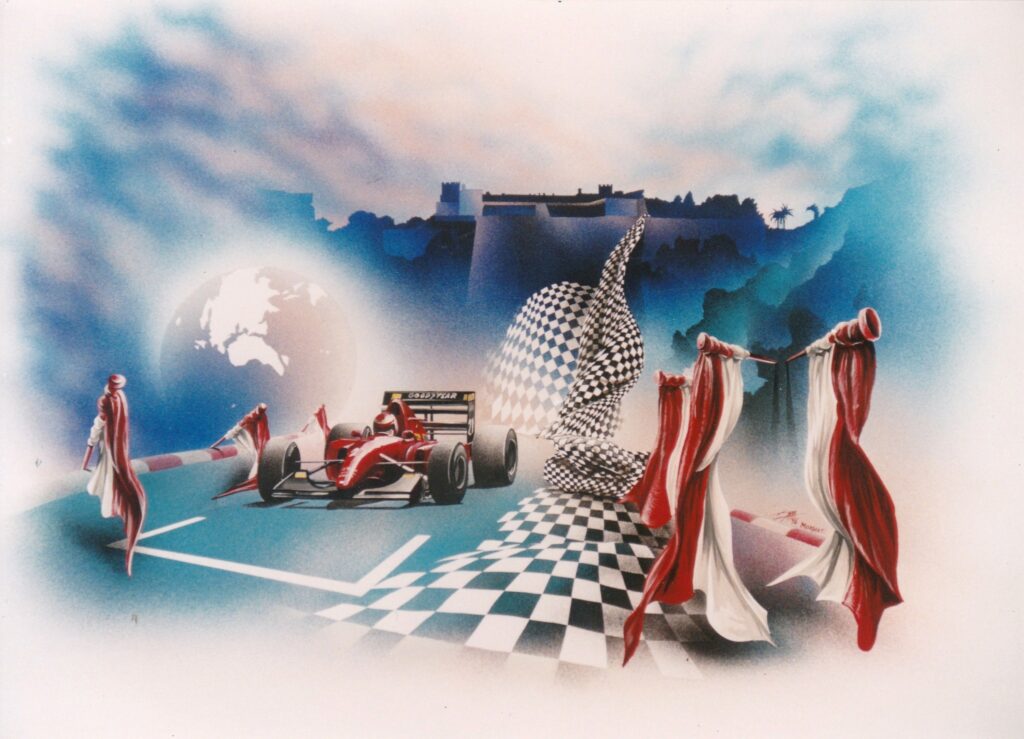 Planete Monaco F1 first — Acrylic on cardboard — 1996