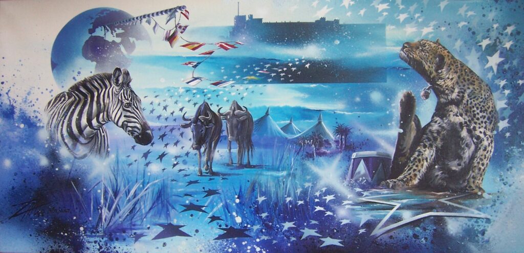 2000 MAGIC CIRCUS 2000 toile PISTE ANIMALIERE 50x100cm