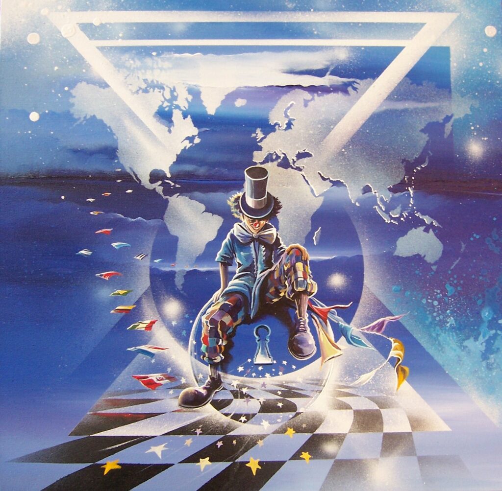 Blue Circus - toile acrylique 50 x 50 cm - par Thierry Mordant