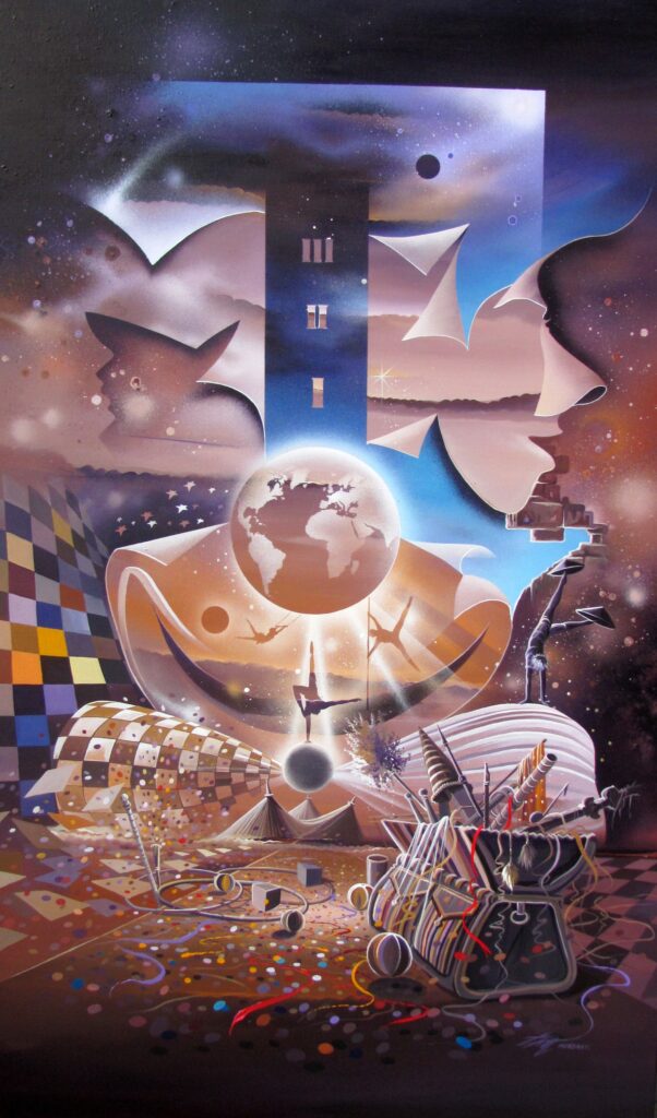 Festif Cirque - acrylique sur toile 80 x 150 cm