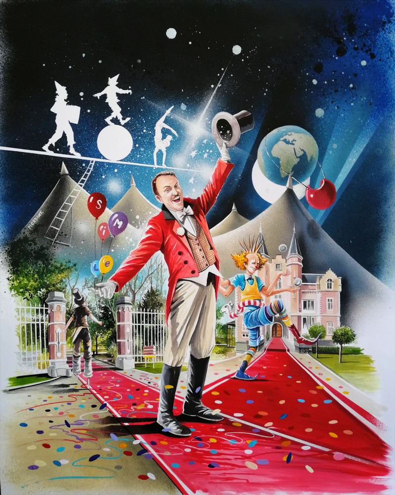 Mondoclowns toile acrylique 70 x 50 cm