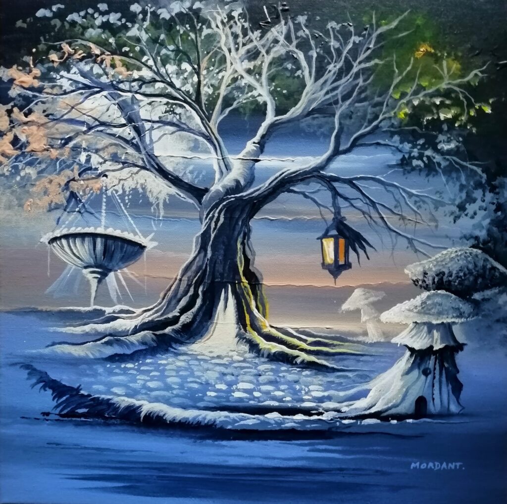 Nature Eclairée — Acrylic on canvas — 2024 — 40 x 40 cm — by Thierry Mordant