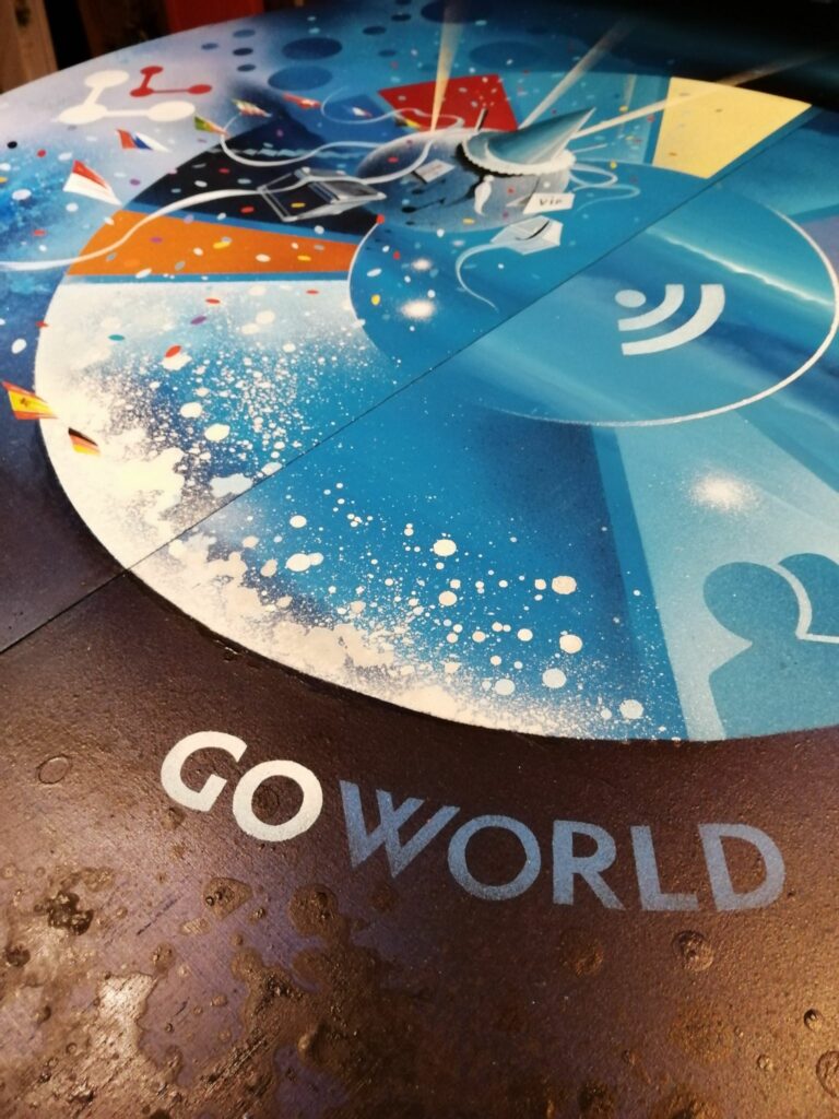 Table de Reunion "Go World" — Acrylic on wood— 2019 — by Thierry Mordant