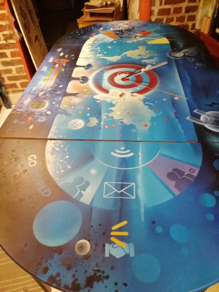Table de Reunion "Go World" — Acrylic on wood— 2019 — by Thierry Mordant