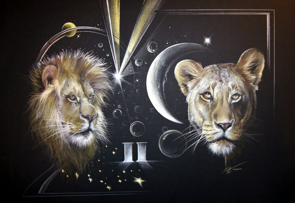 Monde Lunaire — Coloured pencils on cardboard — 2002 — 50 x 65 cm par Thierry Mordant