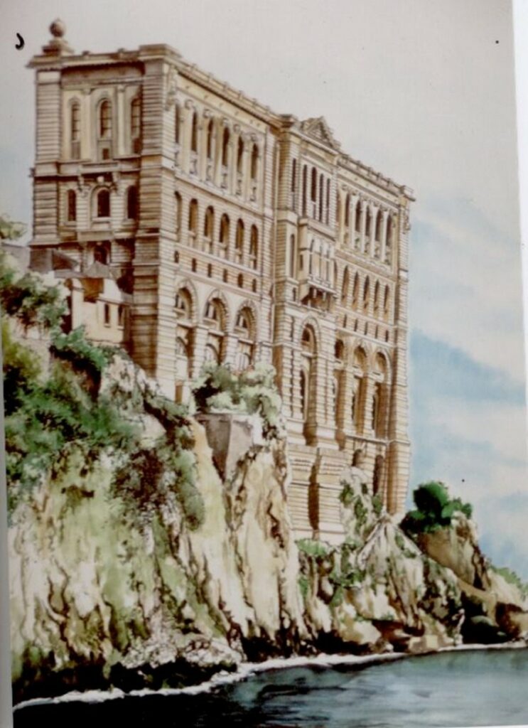 Musée Oceanographique face mer — Black & white pencils — 1993 — Undefined format — by Thierry Mordant