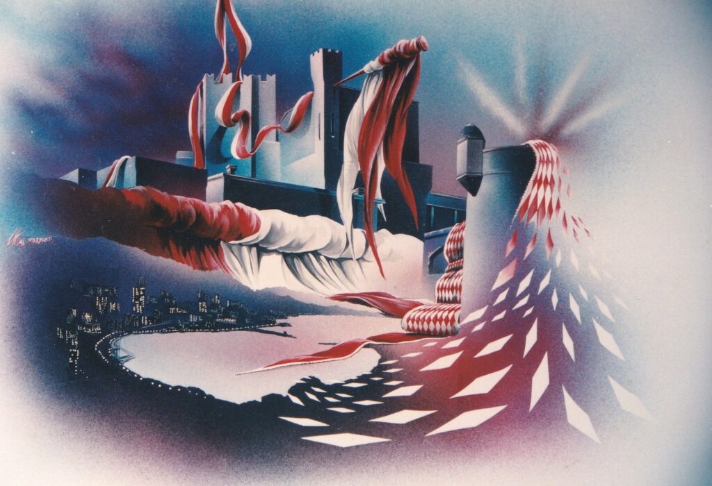 Planete Monaco IX— Acrylic on cardboard — 1996— 50 x 70 cm by Thierry Mordant