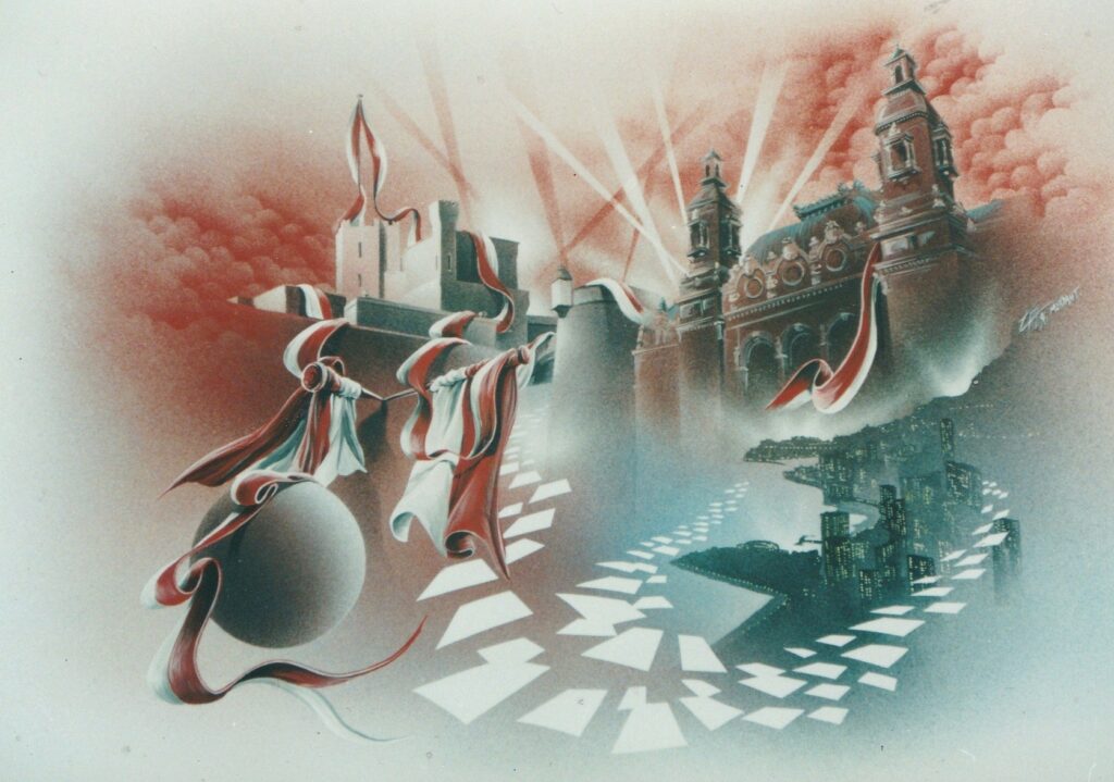 First World Palais Monaco — Acrylic on cardboard — 1997 —50 x 65 cm by Thierry Mordant