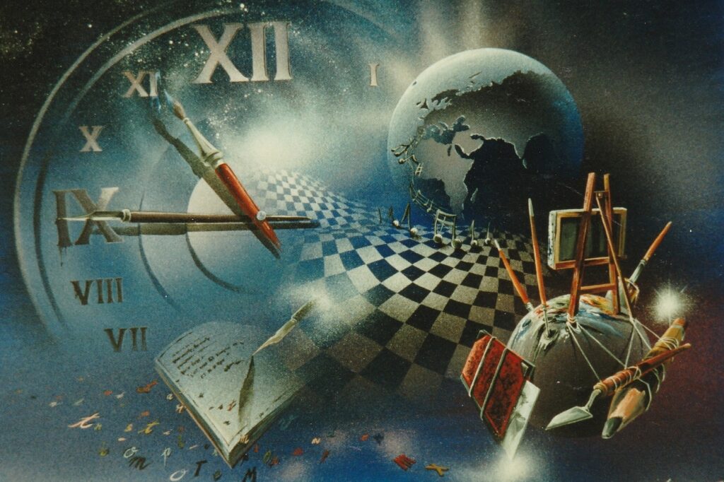 L'Art et le Temps - Malraux — Acrylic on canvas — 1997 — Undefined format by Thierry Mordant