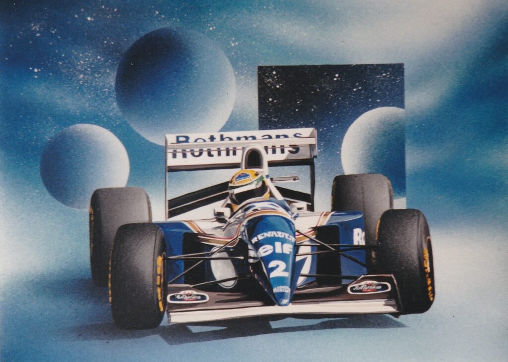 Roadman Senna — Acrylic on canvas — 1998 — 24 x 32 cm — by Thierry Mordant