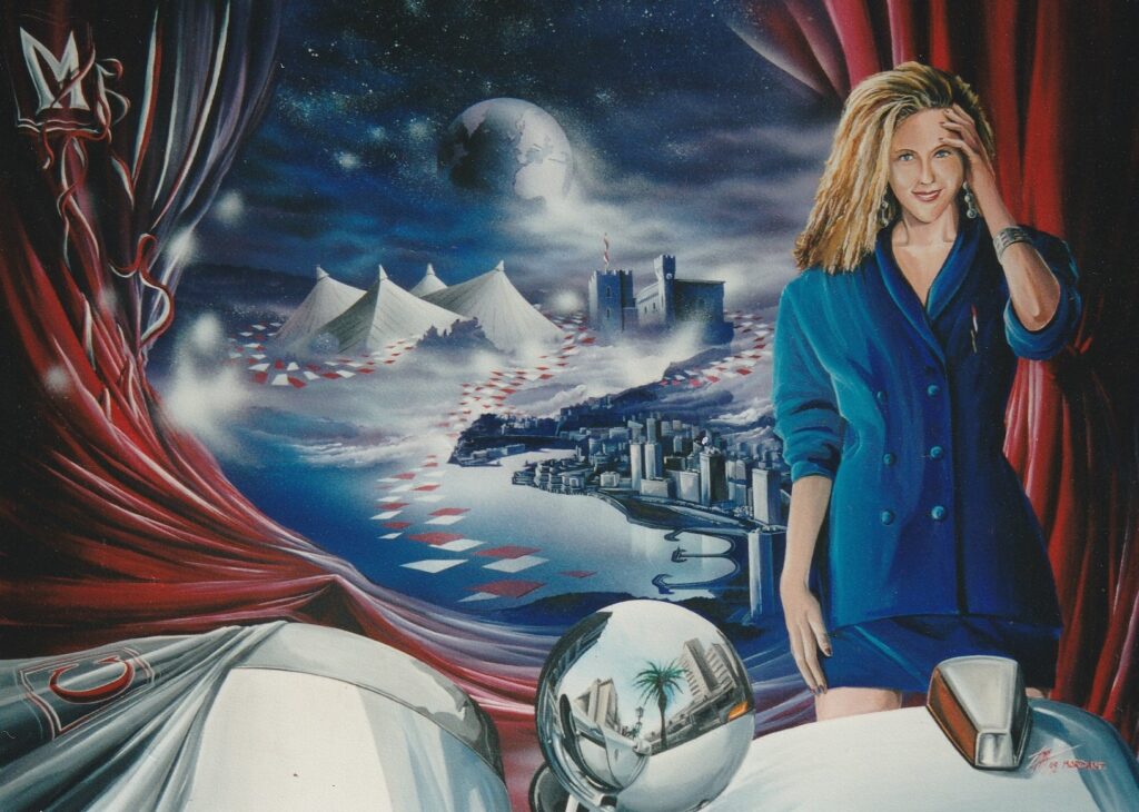 Affiche Salon de l'Automobile de Monaco — Acrylic on canvas — 1998 — 130 x 95 cm — by Thierry Mordant