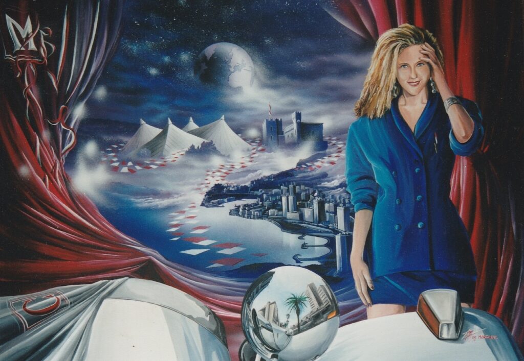 7 eme Salon de l'Automobile Monaco — Acrylic on cardboard — 1998 — Undefined format — by Thierry Mordant