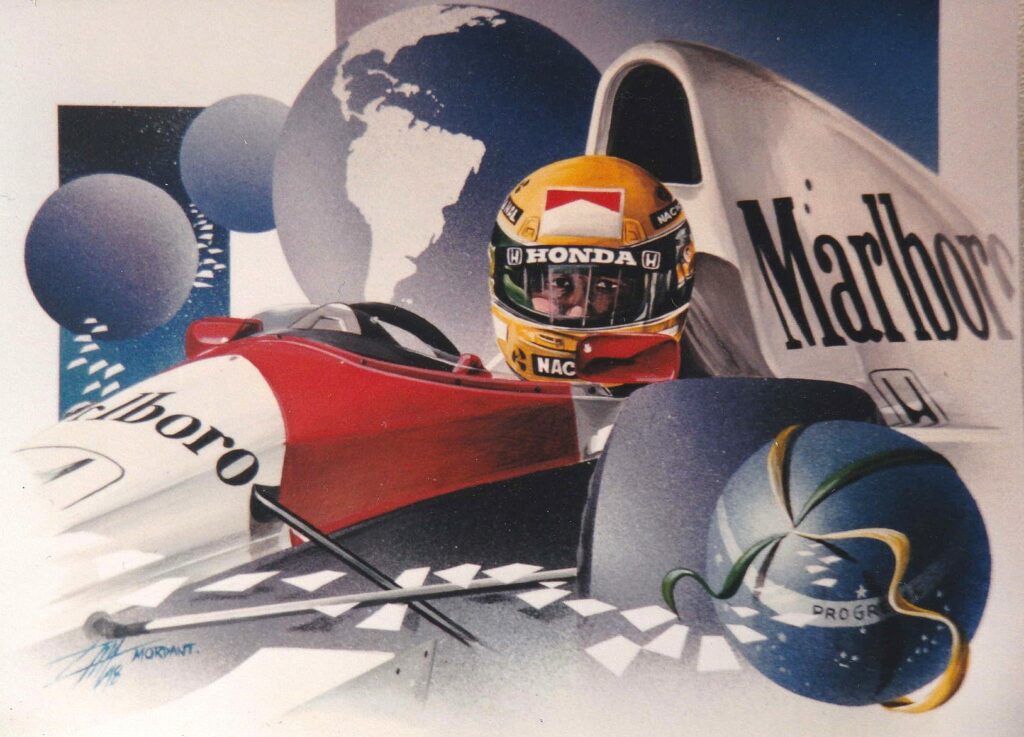Ayrton Senna World — Acrylic on carboard — 1998 — 24 x 30 cm — by Thierry Mordant