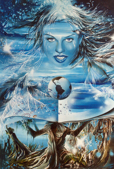 Ange Bleu — Acrylic on canvas — 2001 — Undefined format — by Thierry Mordant