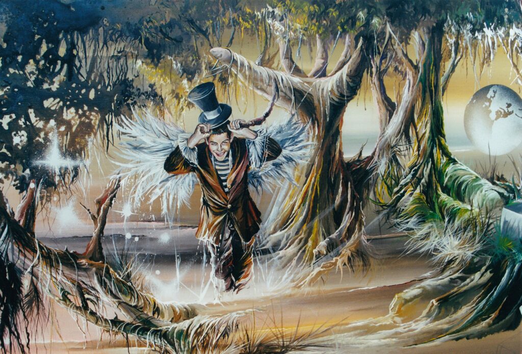 Ange des Bois — Acrylic on canvas — 2001 — 115 x 90 cm — by Thierry Mordant