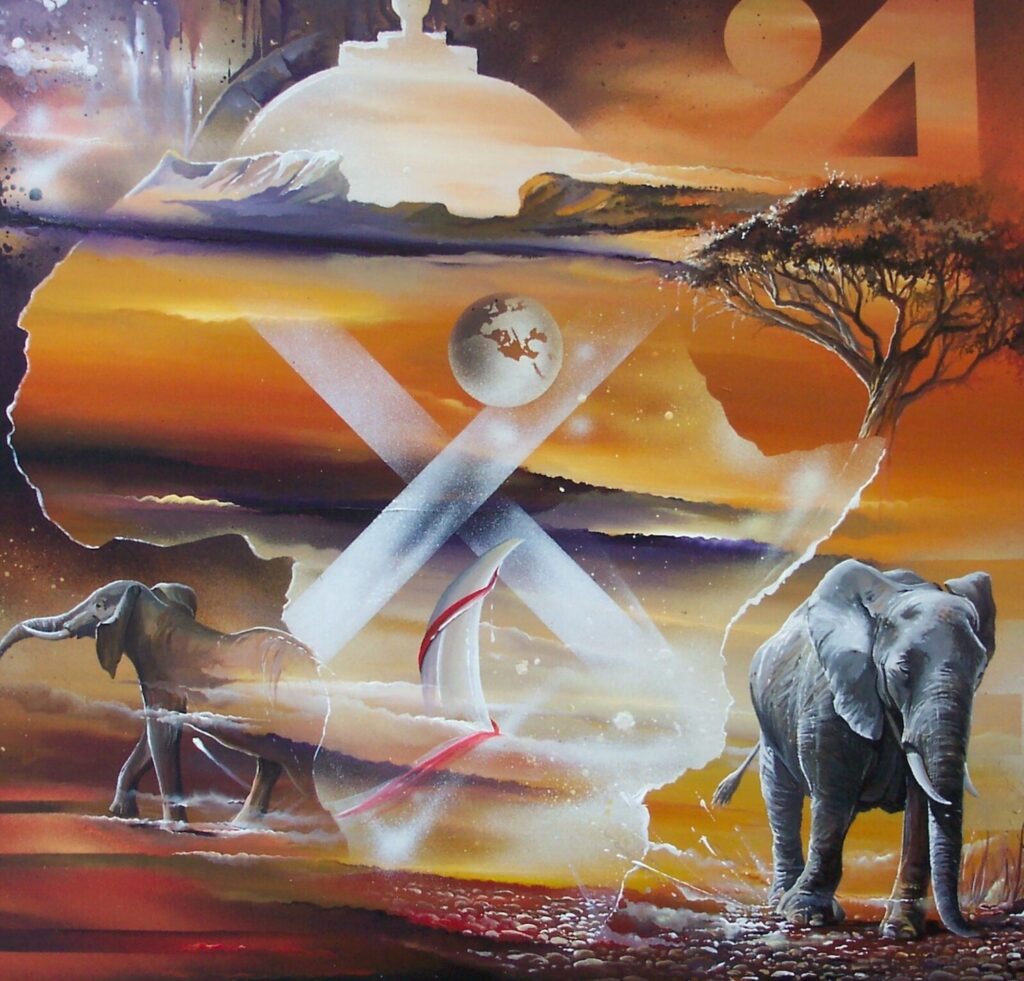 Save Safe — Acrylic on canvas — 2004 — 80 x 100 cm — by Thierry Mordant