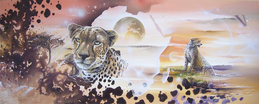 Tiva Land TI Temps — Acrylic on canvas — 2005 — 100 x 40 cm — by Thierry Mordant