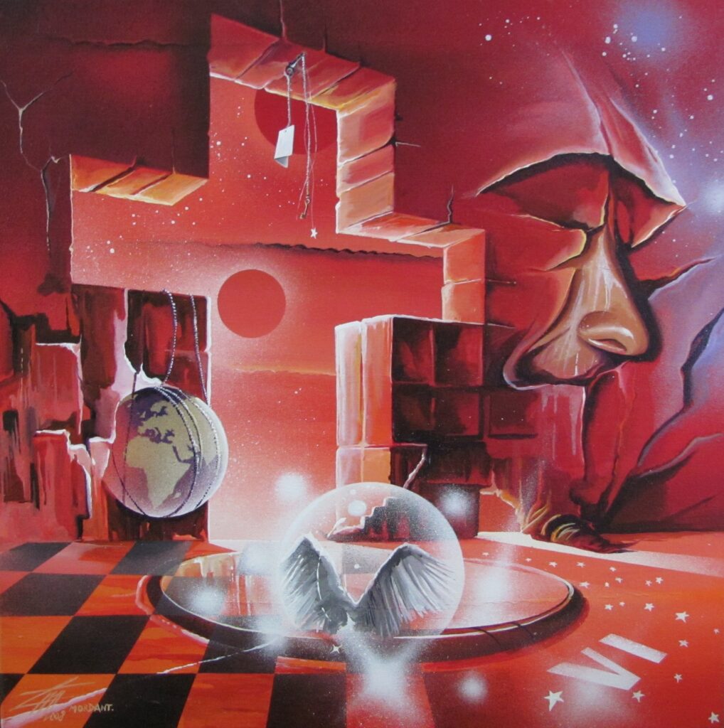 Nez au Mur — Acrylic on canvas — 2008 — 40 x 40 cm — by Mordant Thierry